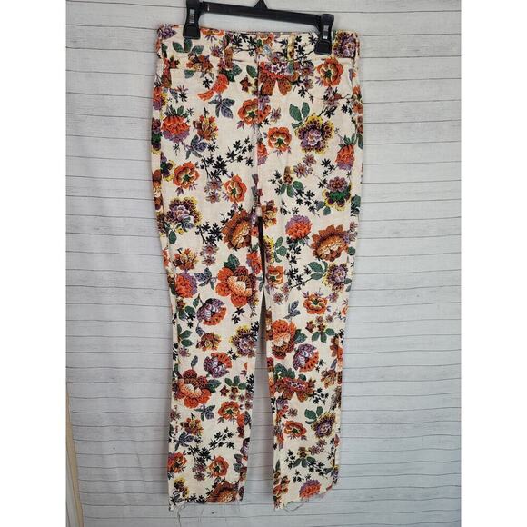 Anthropologie Pilcro High Rise Cigarette Straight Jeans in Floral Print, sz 26 - Picture 1 of 16